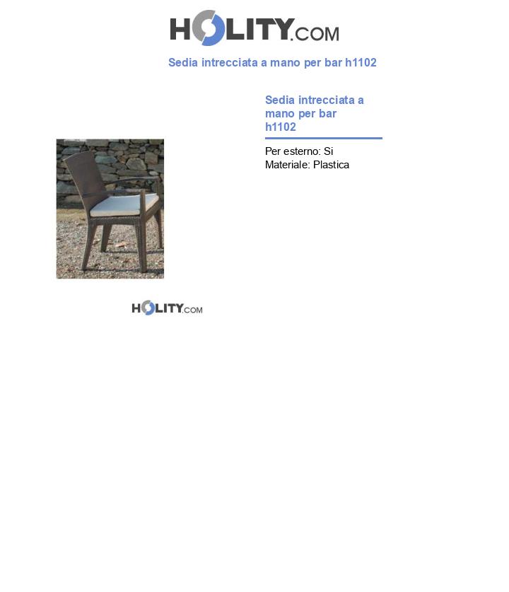 Sedia intrecciata a mano per bar h1102
