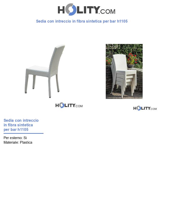 Sedia con intreccio in fibra sintetica per bar h1105