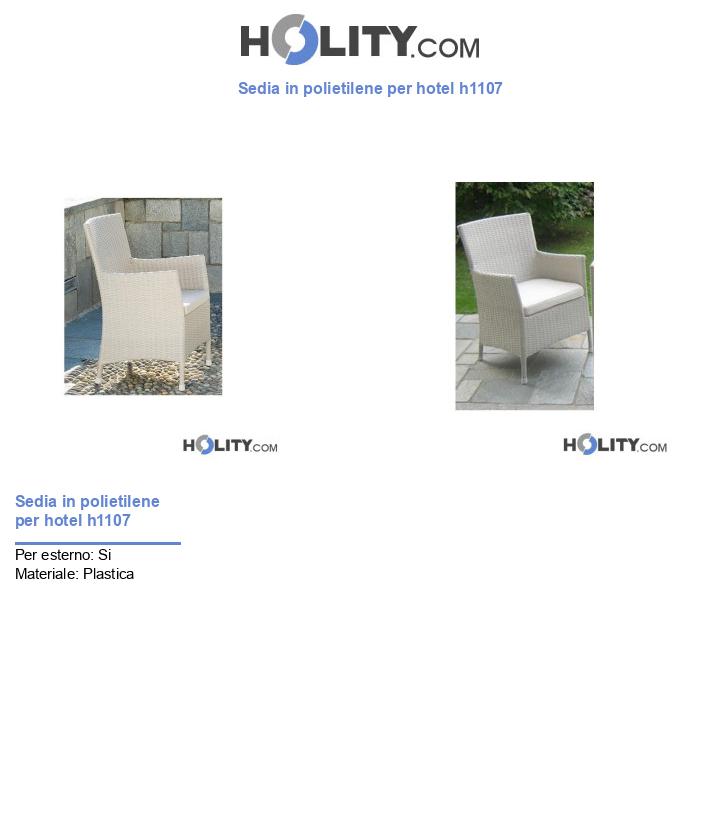 Sedia in polietilene per hotel h1107
