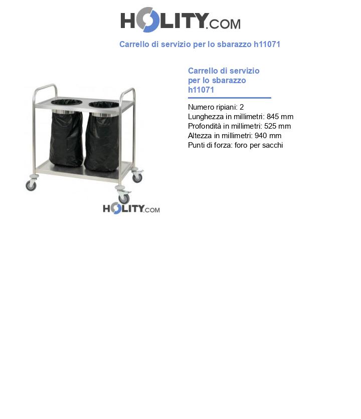Carrello di servizio per lo sbarazzo h11071