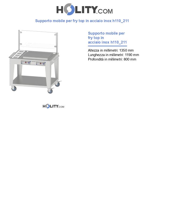 Supporto mobile per fry top in acciaio inox h110_211