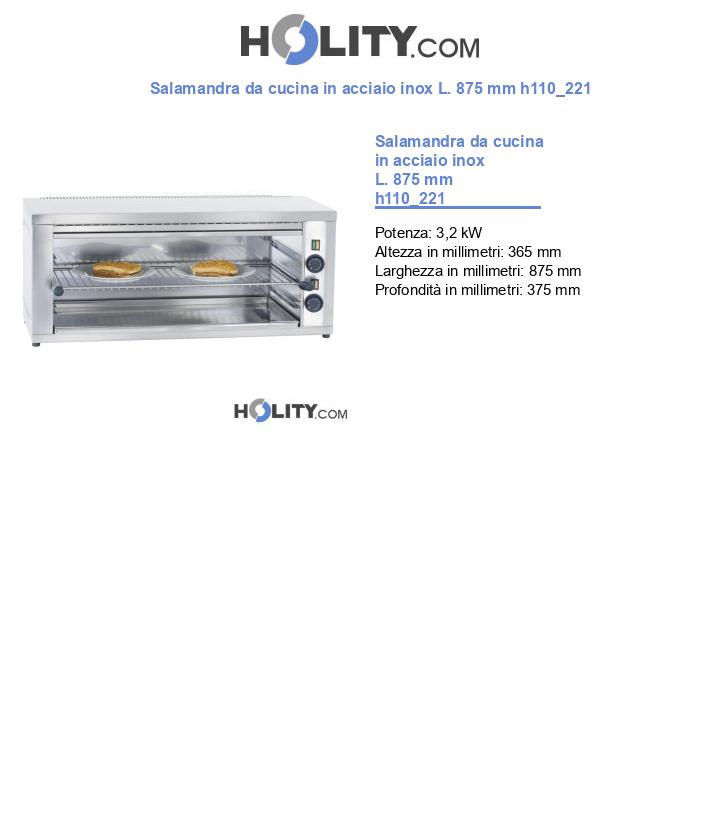 Salamandra da cucina in acciaio inox L. 875 mm h110_221