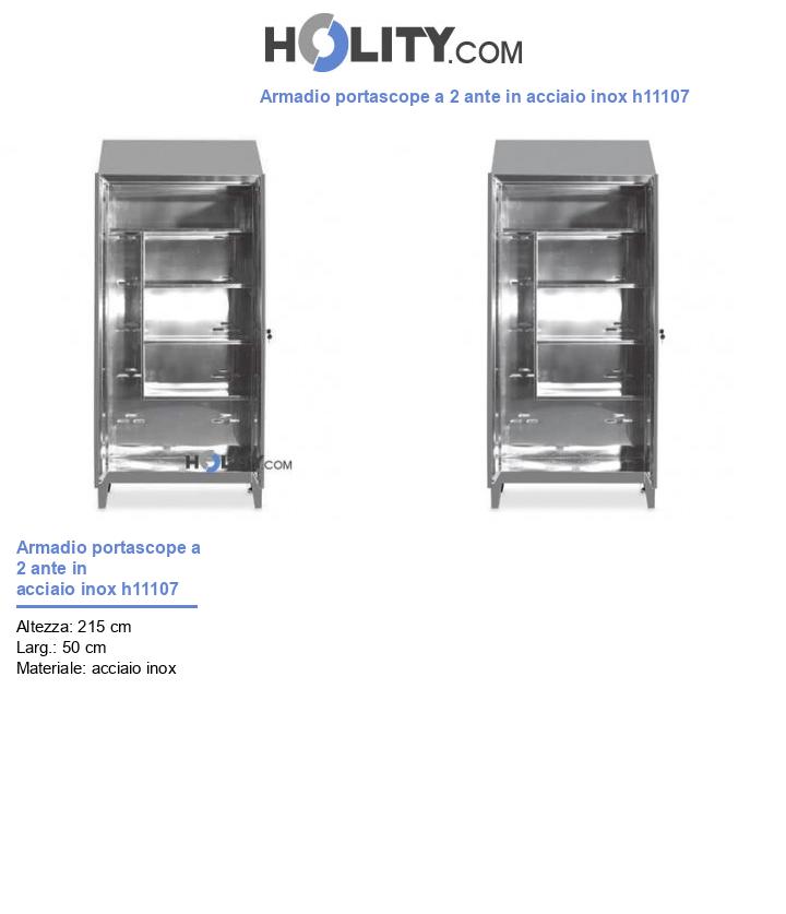Armadio portascope a 2 ante in acciaio inox h11107