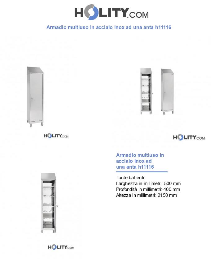 Armadio multiuso in acciaio inox ad una anta h11116