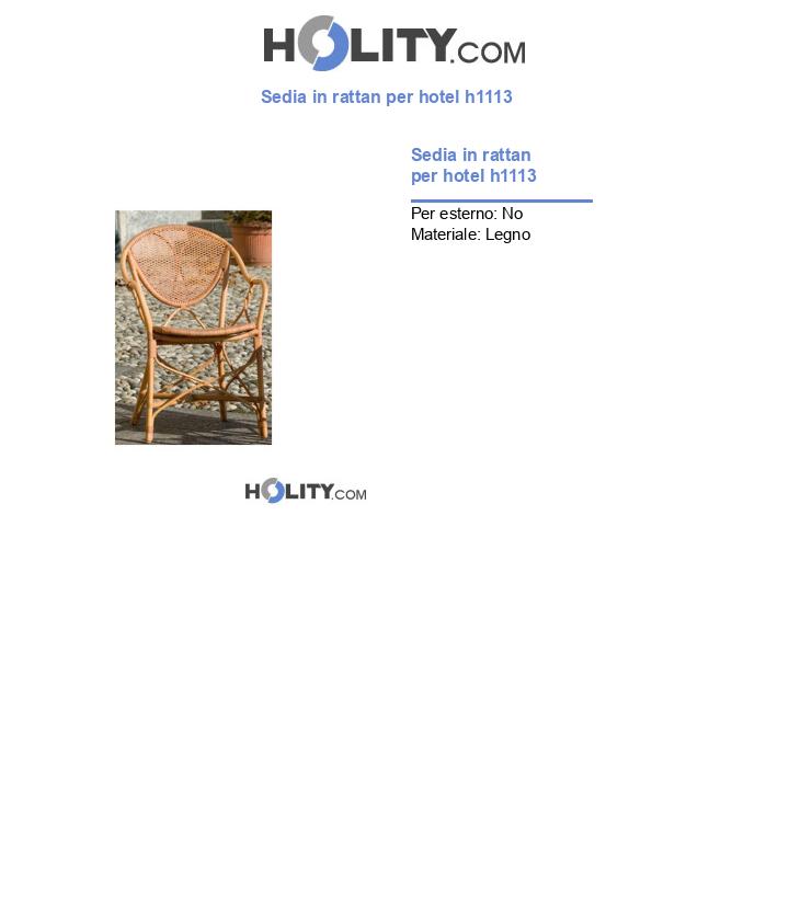 Sedia in rattan per hotel h1113