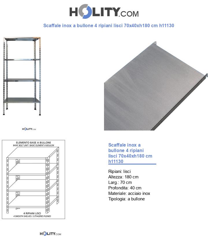 Scaffale modulare in acciaio inox 70x40xh180 cm h11130