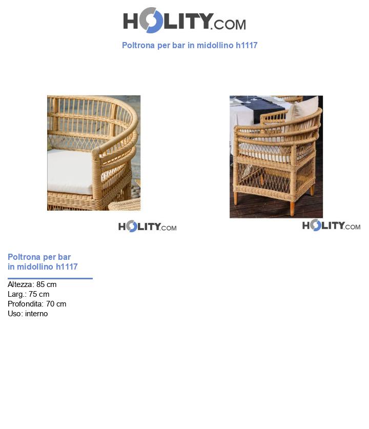 Poltrona per bar in midollino h1117