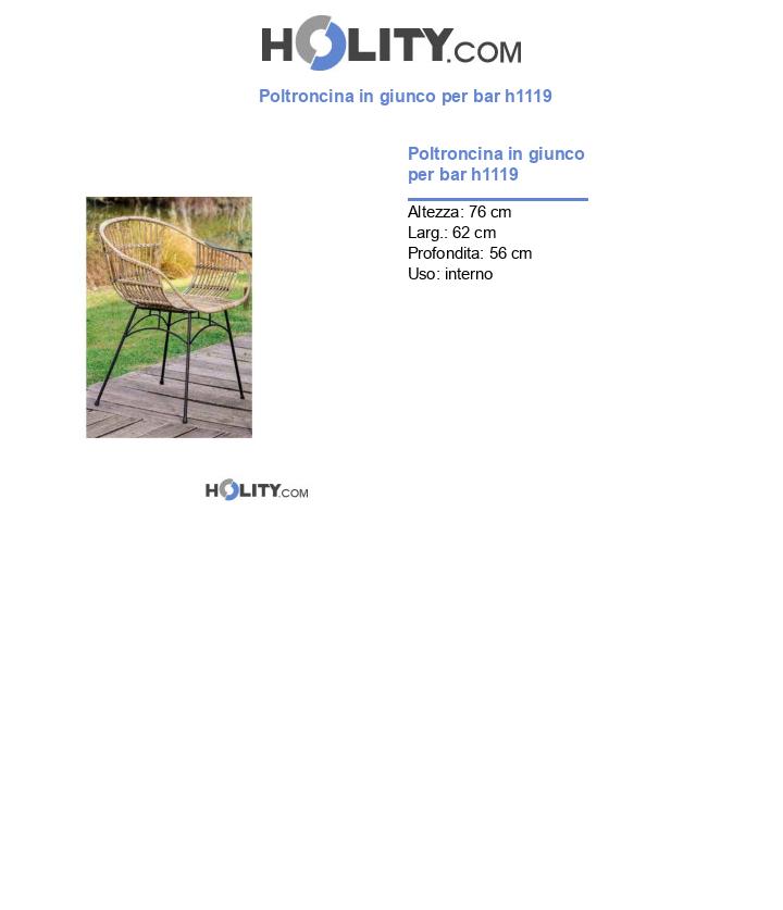 Poltroncina in giunco per bar h1119