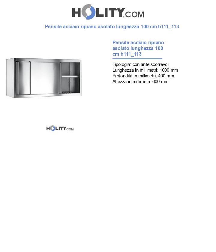 Pensile acciaio ripiano asolato lunghezza 100 cm h111_113