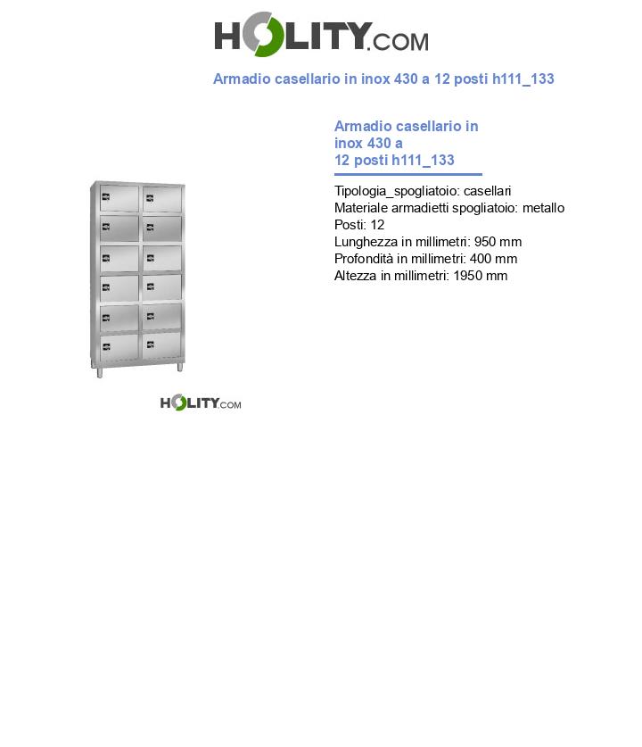 Armadio casellario in inox 430 a 12 posti h111_133