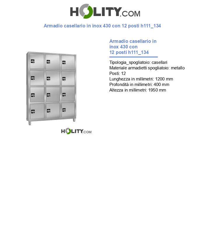 Armadio casellario in inox 430 con 12 posti h111_134