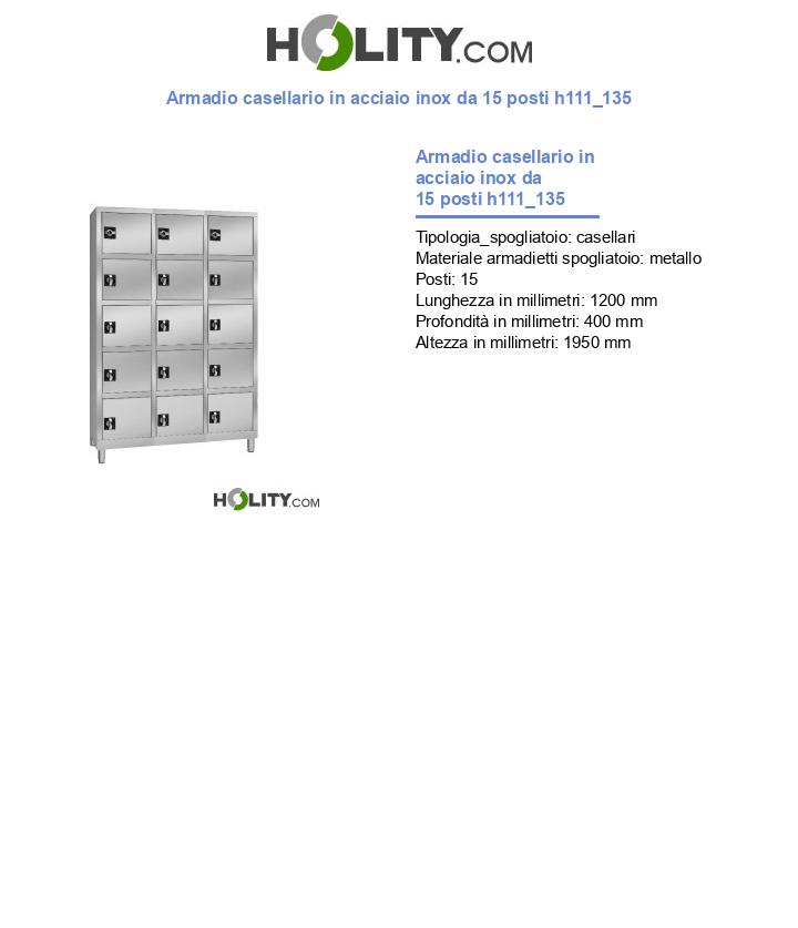 Armadio casellario in acciaio inox da 15 posti h111_135
