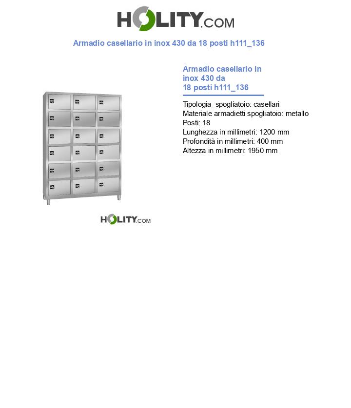Armadio casellario in inox 430 da 18 posti h111_136