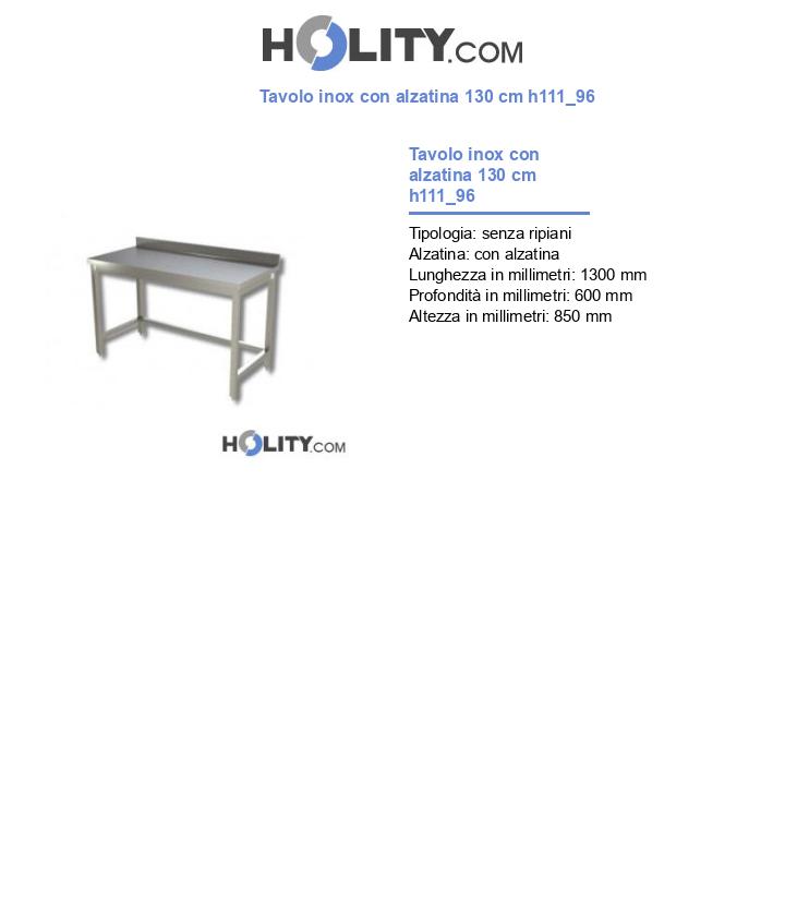 Tavolo inox con alzatina 130 cm h111_96