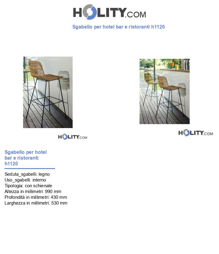 Sgabello per hotel bar e ristoranti h1120