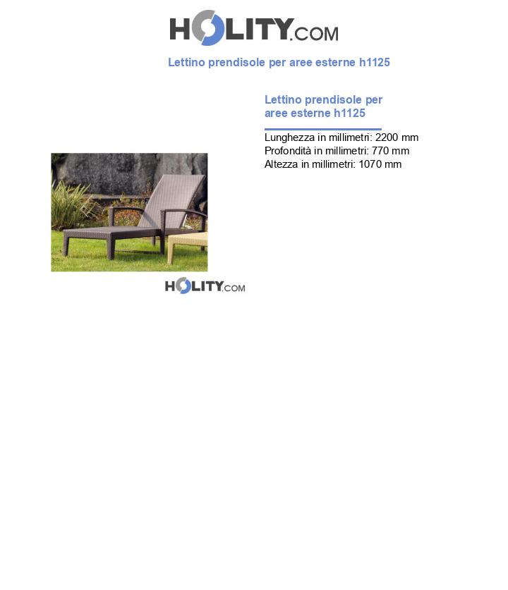 Lettino prendisole per aree esterne h1125