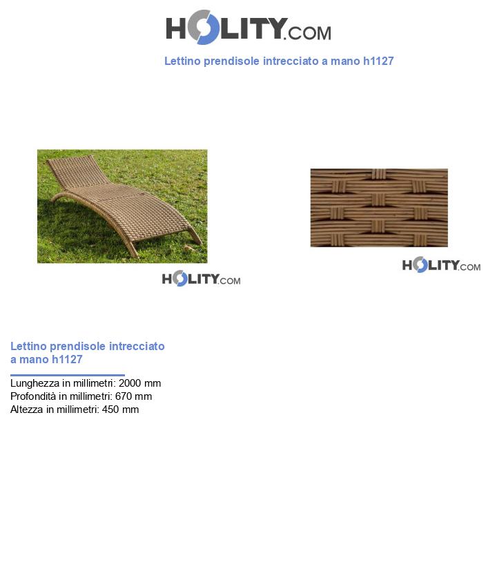 Lettino prendisole intrecciato a mano h1127