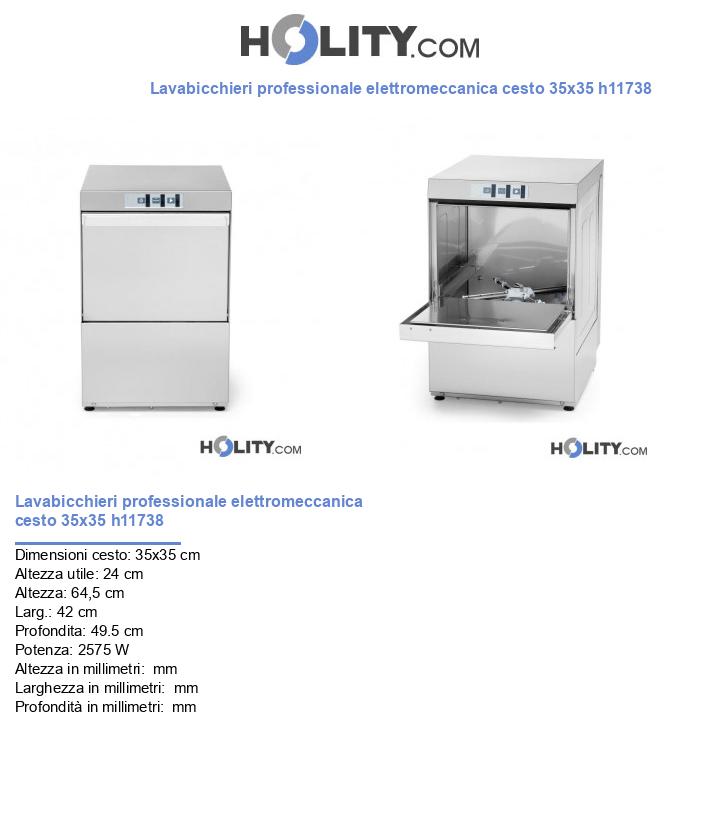 Lavabicchieri professionale elettromeccanica cesto 35x35 h11738