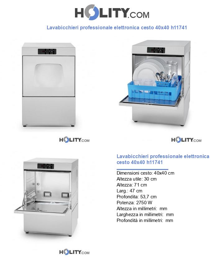 Lavabicchieri professionale elettronica cesto 40x40 h11741