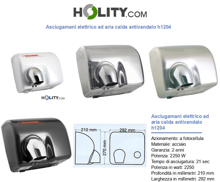 Asciugamani elettrico ad aria calda antivandalo h1204