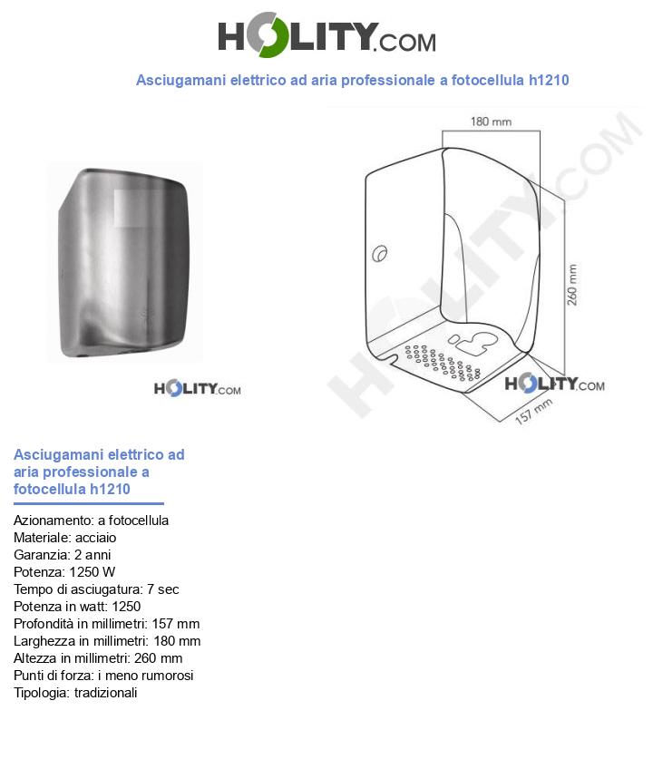 Asciugamani elettrico ad aria professionale a fotocellula h1210