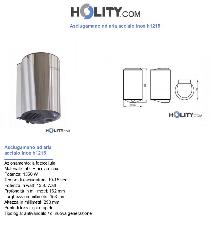 Asciugamano ad aria acciaio Inox h1215