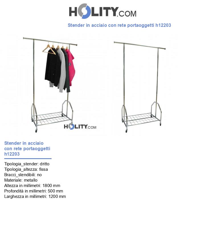 Stender in acciaio con rete portaoggetti h12203