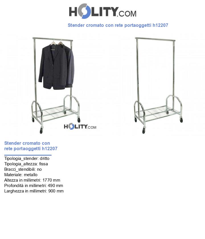 Stender cromato con rete portaoggetti h12207