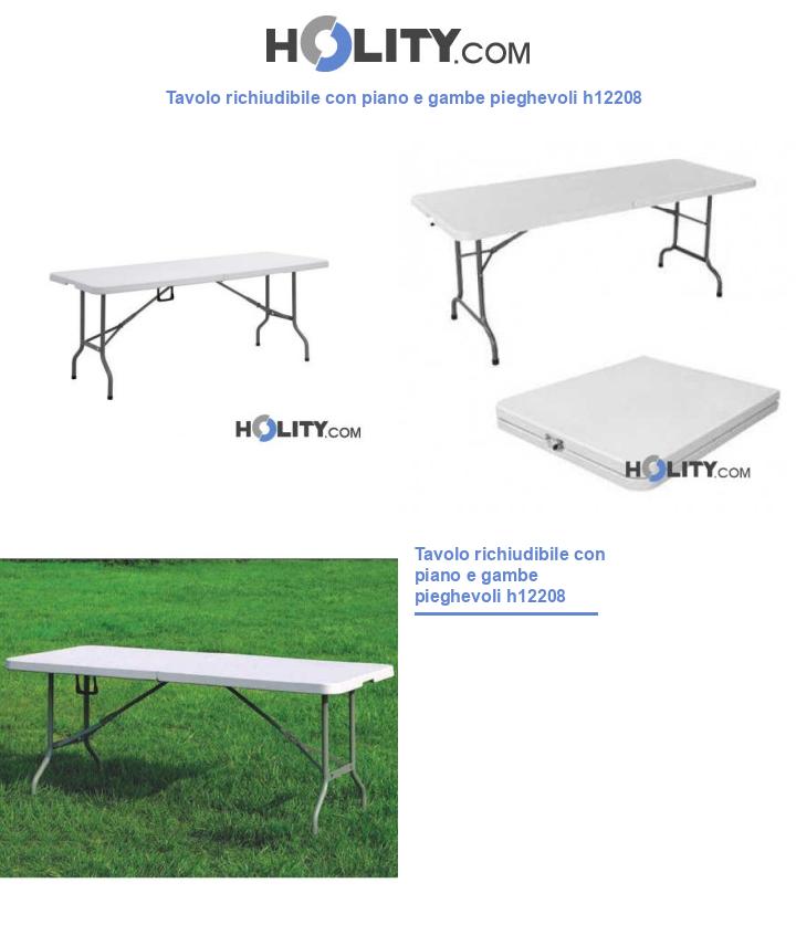 Tavolo richiudibile con piano e gambe pieghevoli h12208