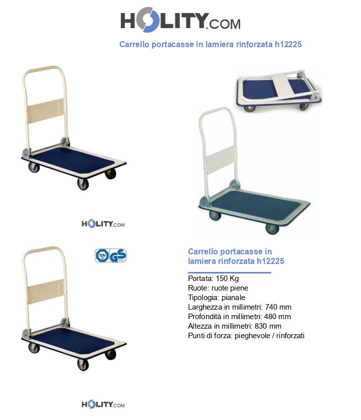 Carrello portacasse in lamiera rinforzata h12225