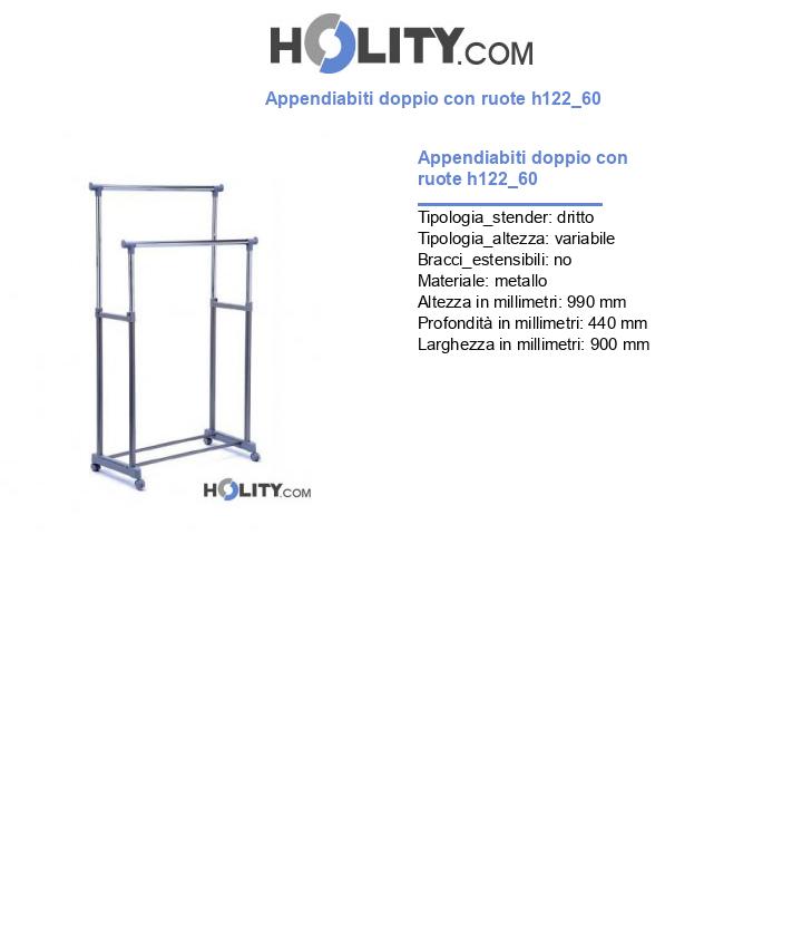 Appendiabiti doppio con ruote h122_60