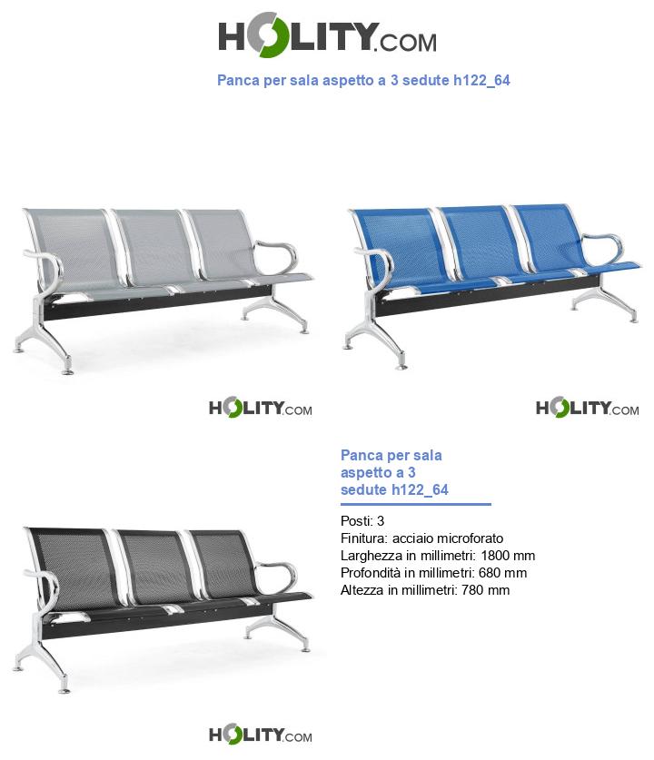 Panca per sala aspetto a 3 sedute h122_64