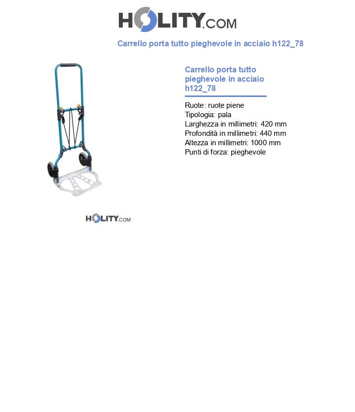 Carrello porta tutto pieghevole in acciaio h122_78