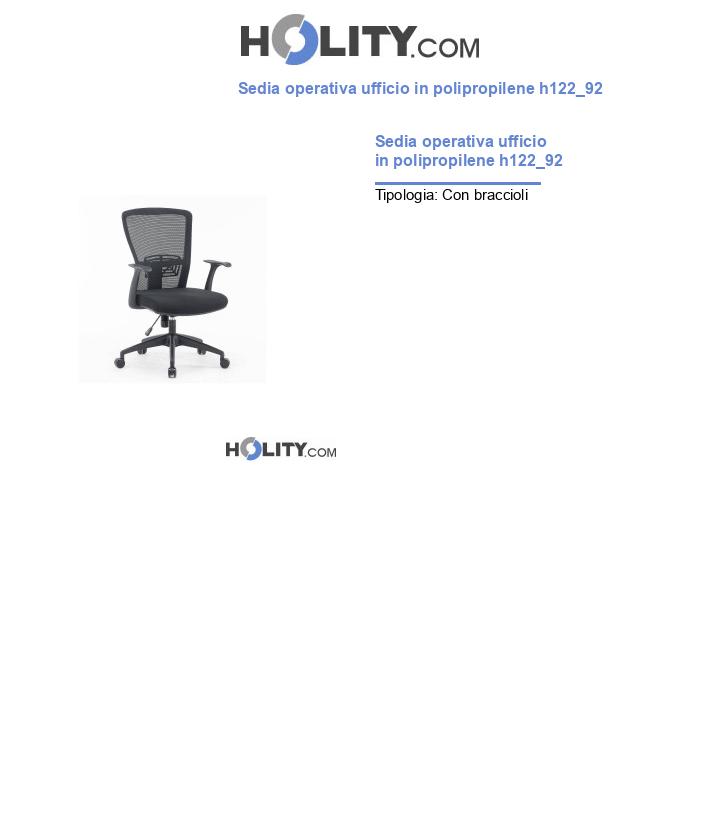 Sedia operativa ufficio in polipropilene h122_92