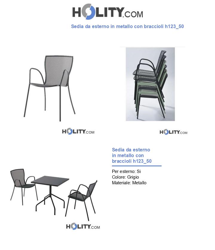 Sedia da esterno in metallo con braccioli h123_50