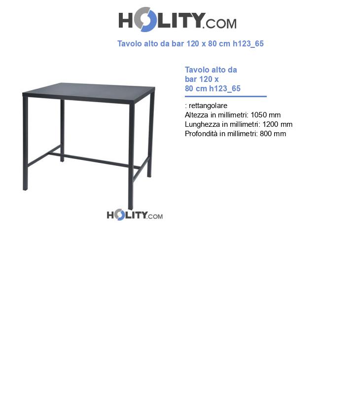 Tavolo alto da bar 120 x 80 cm h123_65