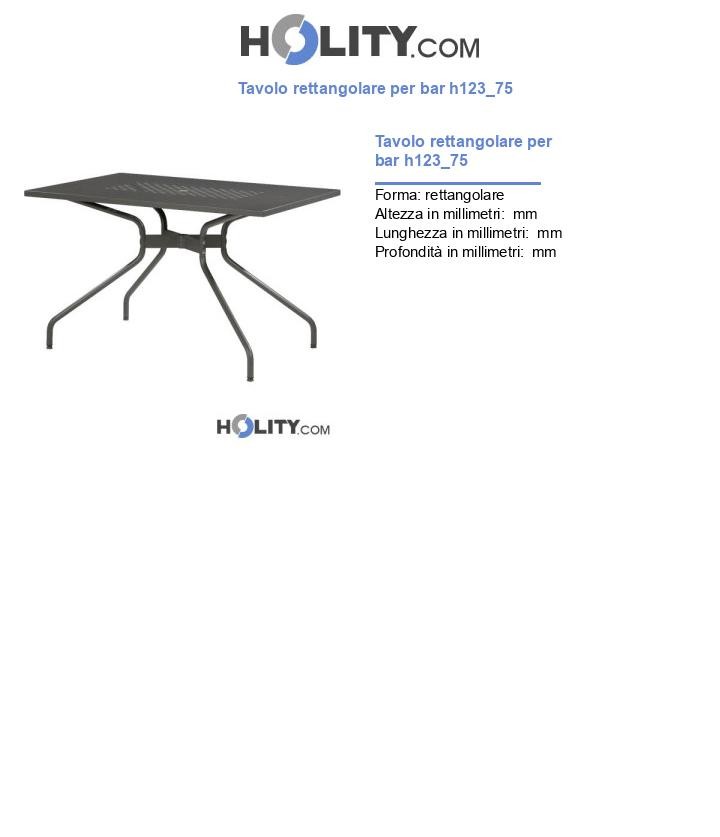 Tavolo rettangolare per bar h123_75