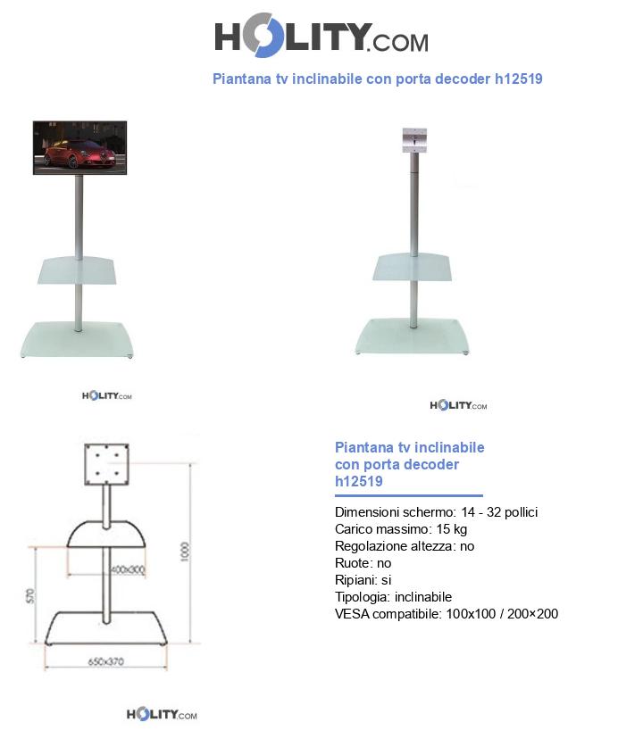 Mini piantana porta tv inclinabile e girevole con piano porta decoder h12519