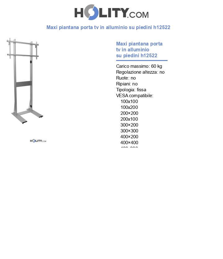 Maxi piantana porta tv in alluminio regolabile con ruote h12522