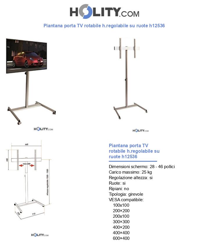 Piantana porta TV regolabile in altezza h12536