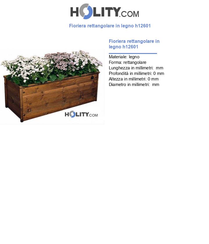 Fioriera rettangolare in legno h12601
