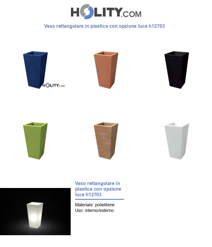 Vaso rettangolare in plastica con opzione luce h12703