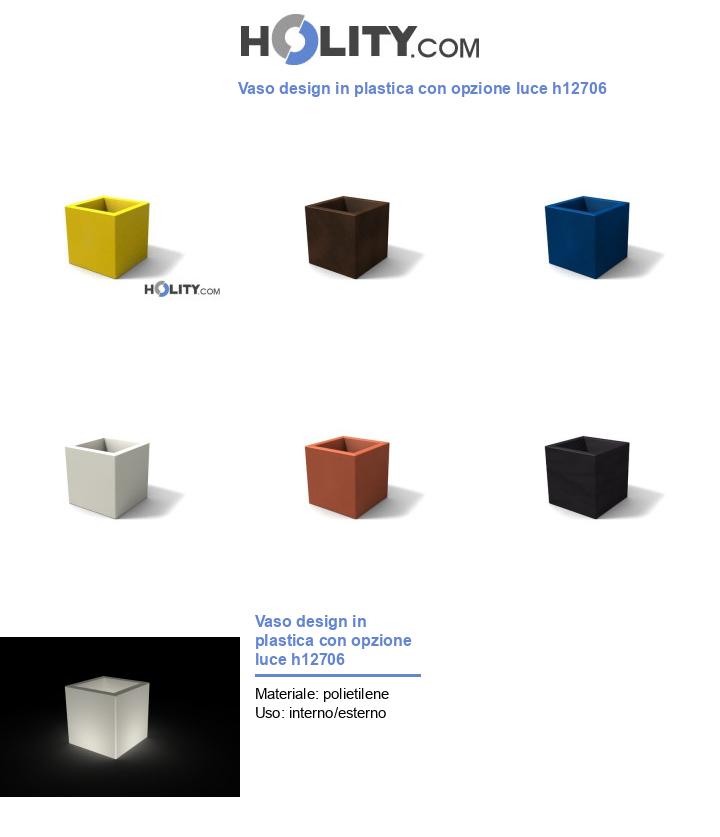 Vaso design in plastica con opzione luce h12706