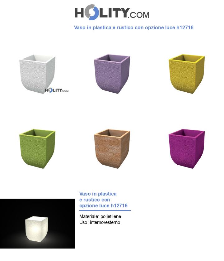 Vaso in plastica e rustico con opzione luce h12716