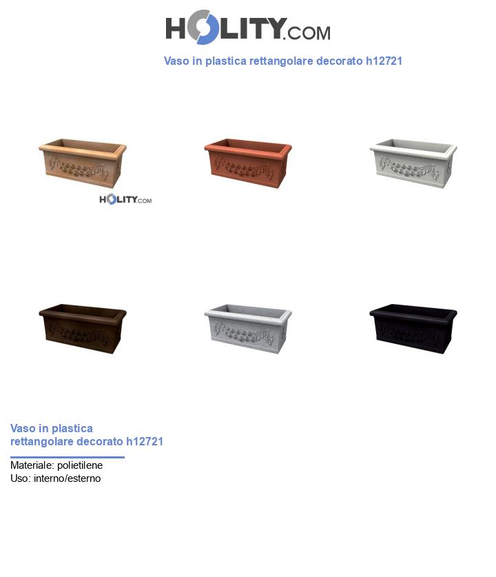 Vaso in plastica rettangolare decorato h12721