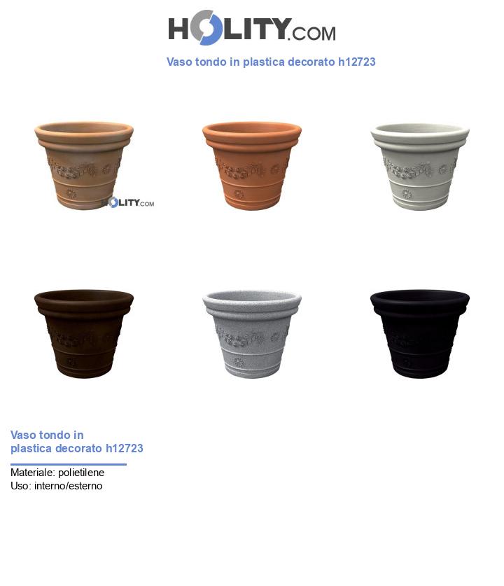 Vaso tondo in plastica decorato h12723