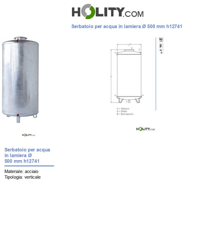 Serbatoio per acqua in lamiera Ø 500 mm h12741
