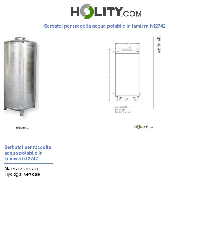 Serbatoi per raccolta acqua potabile in lamiera h12742