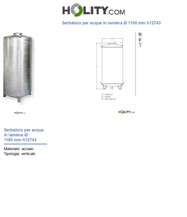 Serbatoio per acqua in lamiera Ø 1100 mm h12743
