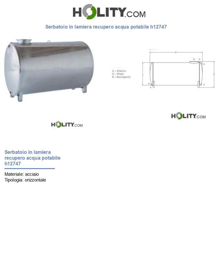 Serbatoio in lamiera recupero acqua potabile h12747